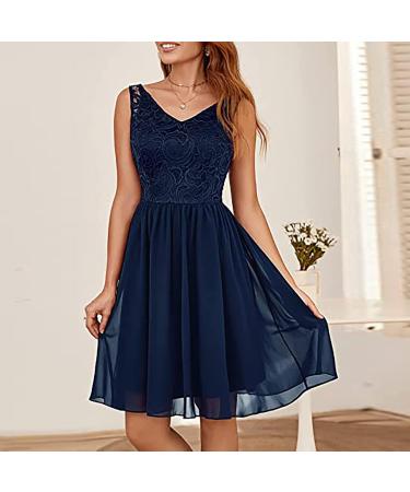 Elegant Long Ball Dress for Ladies | Sleeveless V-Neck Evening Gown | A-Line Swing Cocktail Dress | Floor-Length Maxi in Blue XXL - Buy Online on GoSupps.com