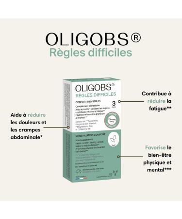 Oligobs Difficult Periods - 3 Cycles - Food supplement dedicated to menstrual comfort - Made in France by Laborato - Buy Online on GoSupps.com