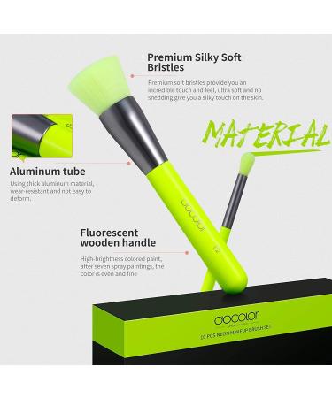 DOCOLOR 15-Piece Professional Makeup Brush Set - Premium Synthetic Kabuki & Blending Brushes - Green - Perfect for Flawless Application & International Shipping - Buy Online on GoSupps.com