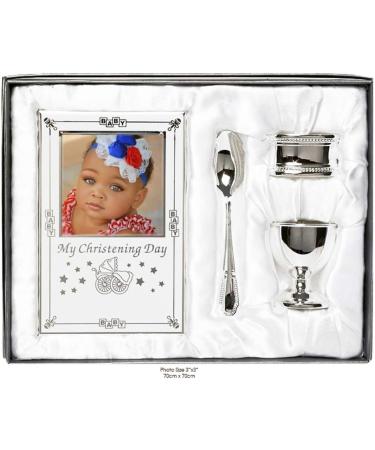 Silver Plated Christening Day Gift Set - 4-Piece in Presentation Box - Buy Online on GoSupps.com