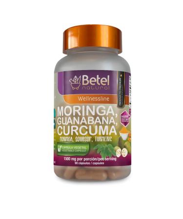 Betel Natural Premium Moringa Guanabana and Curcuma 3 Powerful Superfoods in 1-90 Capsules