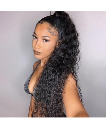 FDEETY 22 Inch Ponytail Hair Extension Piece Long Corn Curly Heat Resistant Synthetic Clip in Curly Wave Ponytail Hair Pieces For Women Girls (Natural Black) - Buy Online on GoSupps.com