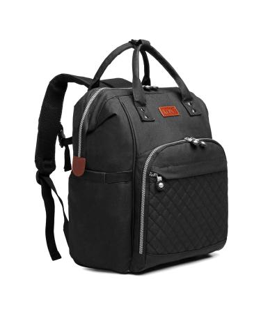 KONO Baby Diaper Bag Nappy Backpack Multifunctional Travel Backpack with Large Capacity and 2 Stroller Straps (Black)