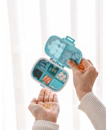 Daily Pill Organizer - 8 Compartment Portable Pill Box for Vitamins & Cod Liver Oil - Travel-Friendly Blue Design - Buy Online on GoSupps.com