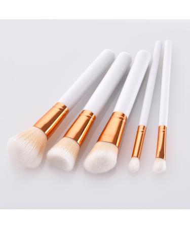 5pcs Makeup Tool Set - Powder Lip Eyeliner Eyeshadow Foundation & Concealer Brushes - White | International Shipping - Buy Online on GoSupps.com