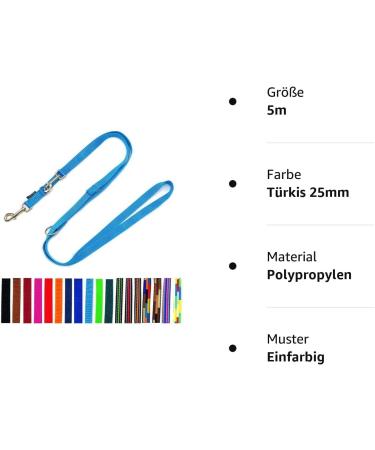 Adjustable Double Dog Leash 5m for Large Dogs - Turquoise 25mm | Durable & Comfortable | International Shipping - Buy Online on GoSupps.com