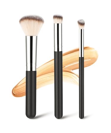 Amaxiu 3 Pcs Foundation Contour Brushes - Foundation Brush & Concealer Brush & Blusher Brush Under Eye Nose Contour Kabuki Brush for Blending Liquid Cream Sculpting Highlighting Mineral Makeup - Buy Online on GoSupps.com