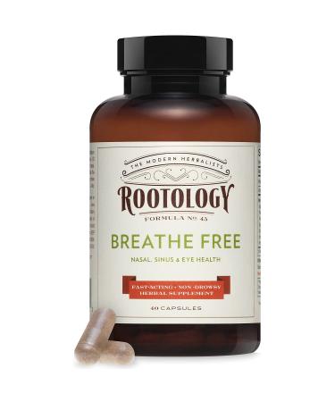 Rootology Breathe Free - Natural Nasal & Sinus Relief - Fast-Acting, Non-Drowsy - 40 Capsules