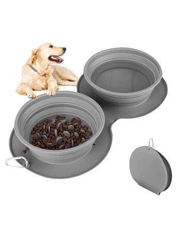 Dog bowls foldable travel bowl food bowl for cats slow feeding dog bowl portable silicone dog water bowl for medium to large pets light leak