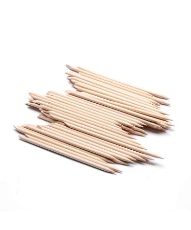 Borogo 100 Pcs Orange Wood Nail Sticks - Double Sided Cuticle Pusher for Manicure Pedicure - A-Wood - Buy Online on GoSupps.com
