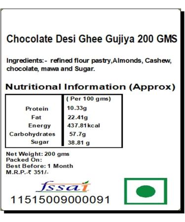 Ghasitaram Gifts Holi Sweets Holi Gifts Holi Hamper Chocolate Gujiya 200 GMS - Buy Online on GoSupps.com