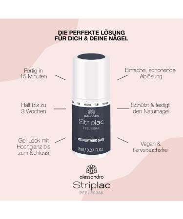 Alessandro Striplac UV Nail Polish - New York Gray | Gentle Long-Lasting Peel-Off | Vegan & Cruelty-Free | 8 ml - Buy Online on GoSupps.com