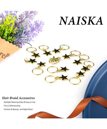 NAISKA Gold Star Hair Braid Charm Set - 12PCS Five-pointed Stars Dreadlock Clips for Women - Braid Style 1 - Buy Online on GoSupps.com