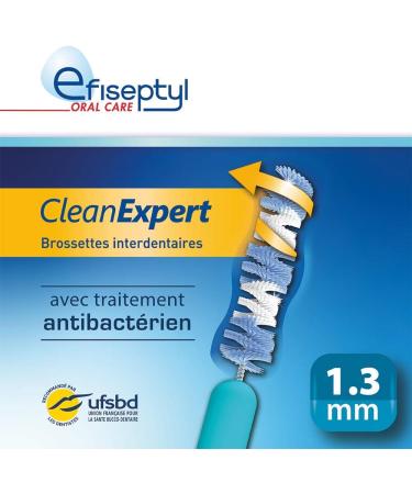 Efiseptyl Clean Expert Interdental Brushes 1.3 mm - Antibacterial Treatment - 6 Brushes in Recoverable Bag - International Shipping Available - Buy Online on GoSupps.com