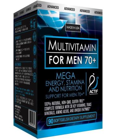 ACTIF Multivitamin for Men Age 70+ with 30 Advanced Factors Non GMO Made in USA 90 Count - Buy Online on GoSupps.com