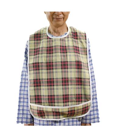 Washable Reusable Adult Bib for Eating for Elderly Seniors and Disabled Extra Long Clothing Protector with Crumb Catcher A L