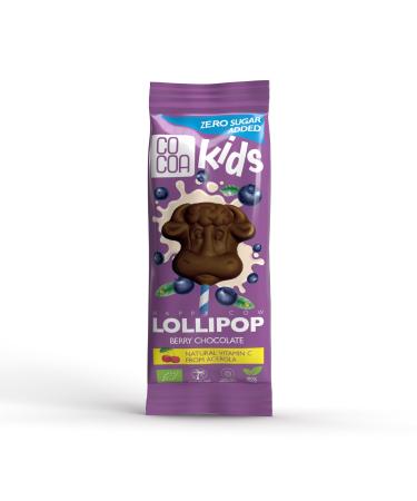 CO COA Sugar Free Chocolate Lollipop Blueberry Acerola 15g - Sugar Free Candies Sweetened with Erythritol, Natural Vitamin C, ORGANIC, Vegan, Prebiotics, GMO Free, Palm Oil, Preservatives