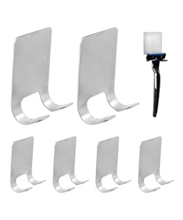 Meleebellot 6 pieces of razor bracket shower stainless steel razor shower shower waterproof holder for razor self -adhesive razor holder shower without drilling for bathroom bedroom kitchen (silver)