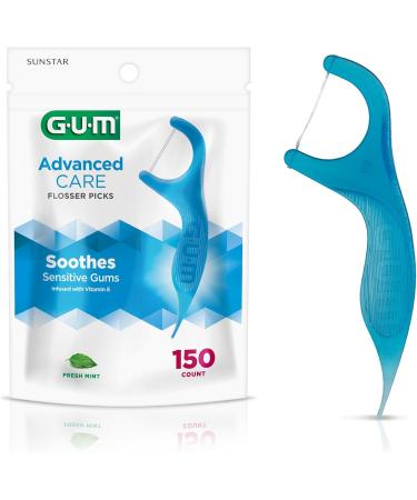 GUM ButlerWeave Mint Waxed String Floss 165M X Pack of 6 Green & Sunstar 888JC Advanced Care Flossers Fresh Mint Vitamin E & Fluoride 150 Count (packaging may vary) 165.00 m (Pack of 6) Mint Waxed + Advanced Care Flossers - Buy Online on GoSupps.com