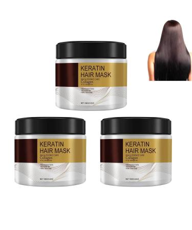 1Pcs/2Pcs/3Pcs Oil Collagen Hair Mask, Keratin Hair Mask Collagen Treatment, Deep Repair Conditioning Coconut Oil Hair Mask Collagen Hair Treatment, Damaged Hair of All Hair Types (3Pcs)