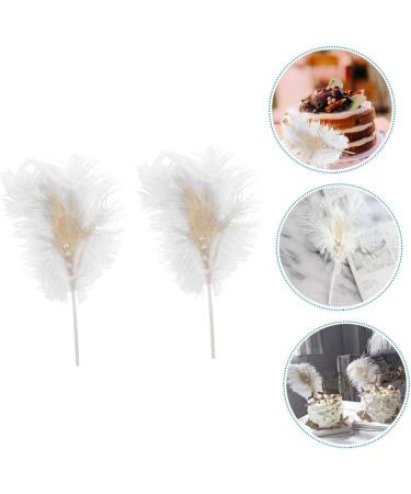 NAMOARLY 2 Pcs Insert Pearl Trim Pearl Decor Beige Decor Ostrich Trim Baking Diy Decor Dessert Inserting Decor Inserting Baking Topper Baking Toppers Insert Card Cake White White 12X5.5CM - Buy Online on GoSupps.com