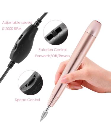 Yuehuam Professional Electric Nail Drill Set 11 in 1 20000 RPM Portable USB Pen Type Nail Drills for Acrylic Nails Manicure Pedicure Polishing Shape Tools Kit for Home Salon Use(Champagne Gold) - Buy Online on GoSupps.com