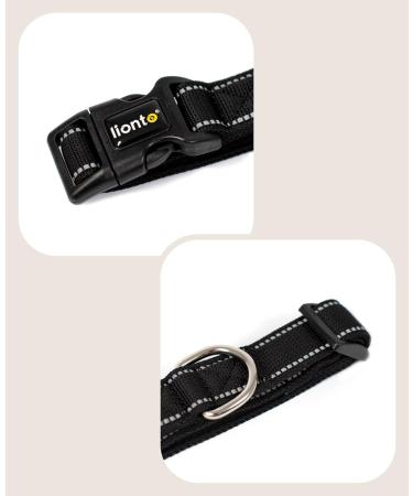 Lonto Durable Nylon Dog Collar - Soft Padded Size S 360 Reflective Click Closure & Adjustable Black - Buy Online on GoSupps.com