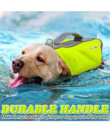 Reflective Stripes Dog Life Jacket | Rescue Handle Dog Flotation Vest (Green M) - Small, Medium, Large Dogs - Buy Online on GoSupps.com