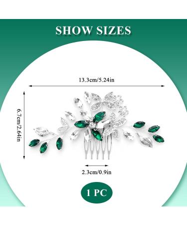 Wedding Hair Comb Sparkly Crystal Green Silver Bridal Hair Accessories for Women Prom Flower Leaf Hair Pieces Bling Pearl Diamante Clip Headpiece for Bride Bridesmaid Girls Wedding Guest - Buy Online on GoSupps.com