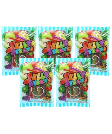Candybox Fruit rubber sticks Speshow Jelly Straws - Jelly jelly stripes - Tik Tok Challenge Long Jellys - Kaubonbon rods - Soft caustic with fruit - 1500 ml 5 Pack Jelly Straws