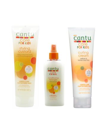 Cantu - 3 Pack Gentle Hair Care - Kids - Curl Cream/Detangler/Styling Gel