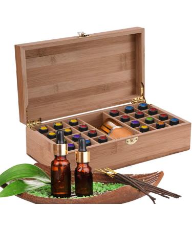 Beunyow Portable Bamboo Aromatherapy Gift Box - 25 Holes Essential Oils Storage Case for Nail Polish Fragrance Oils & Lipstick - Buy Online on GoSupps.com