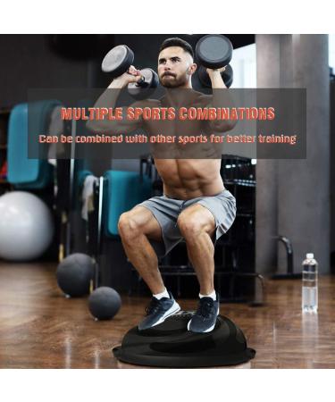 JX FITNESS 58cm Balance Half Ball Trainer with Resistance Bands & Pump - Core Strength Exercise Yoga Stability Ball for Home Gym Workouts - Black - Buy Online on GoSupps.com