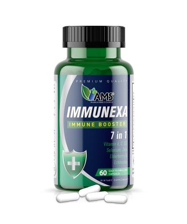 America Medic & Science Immunexa 7 in 1 Immune Support Booster (60 Capsules) with Vitamin A C D Zinc Echinacea Elderberry | Adults Immunity Boosting Supplement | Natural Non-GMO & Gluten-Free 1 Count (Pack of 60)