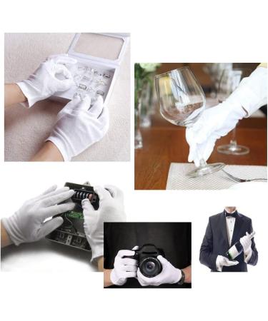 White Cotton Gloves - 12 Pairs for Moisturizing Spa Jewelry Inspection & Service | Elastic Hand Care Gloves - Buy Online on GoSupps.com