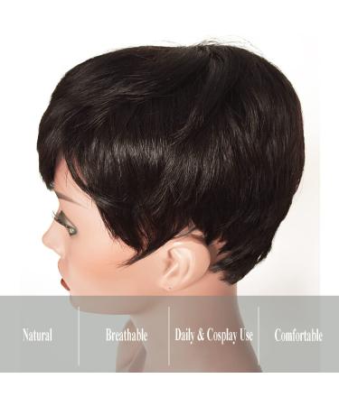 HOTKIS Human Hair Short Pixie Cut Wig for Black Women - Brazilian Virgin Hair (Natural) - Buy Online on GoSupps.com