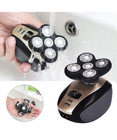 Men's 5-in-1 5D Electric Rotary Razor - Rechargeable Waterproof Five-Headed Beard & Hair Razor for Perfect Bald Look - Buy Online on GoSupps.com