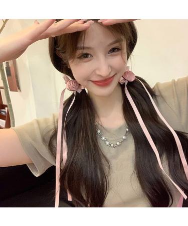 hgnxa Long Ribbon Rose Hair Clip for Hot Girls Flower Shape Hair Barrettes Sweet Color Ponytail Hair Barrettes for Teens Girls - Buy Online on GoSupps.com