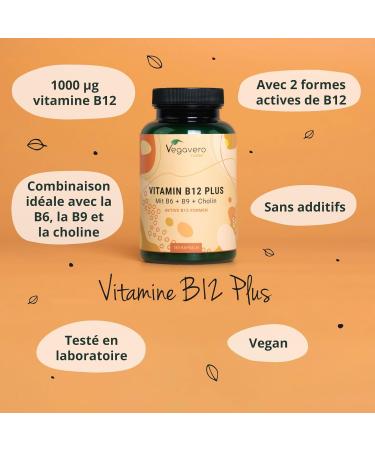 Vegavero Vitamin B12 1000 mcg | From France & Spain | The Only One Without Additives & Vegan | With 2 Active Forms + Folic Acid + B6 + Choline | Energy + Anti-Fatigue | 180 Capsules - Buy Online on GoSupps.com