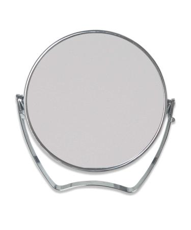 WMugthome Two-Sided Portable Transparent & Round Makeup/Travel Mirror with 1X and 3X Magnification 4-In/6-in with Handle (Silver  6in) Silver 6in