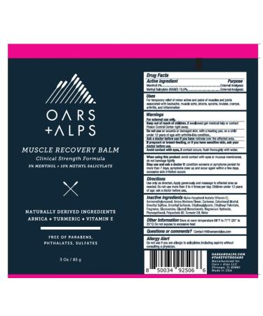 Oars + Alps Muscle Recovery Balm | Arnica & Turmeric | Lavender Sage Scent | 3 Oz - Buy Online on GoSupps.com