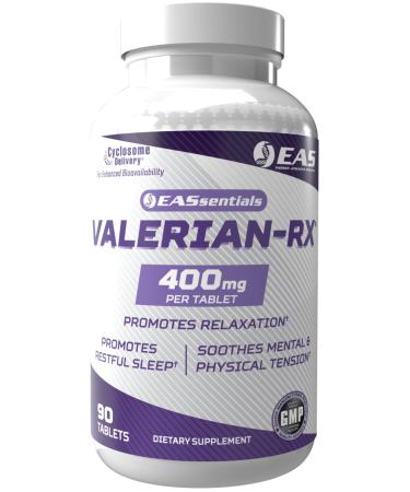EAS Valerian-RX Valerian Root 400mg | Promotes Relaxation & Restful Sleep | Gluten Free, Non GMO | Better Absorption with Cyclosome Delivery | 90 Tablets
