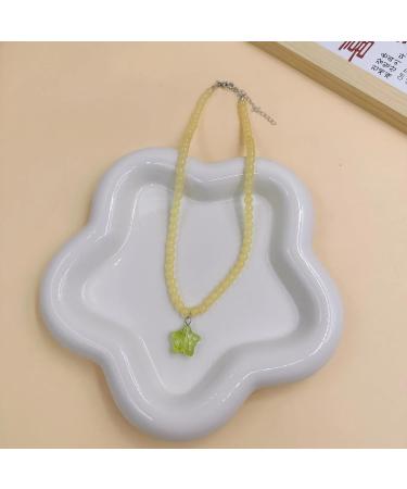 Buy Vsilay Fashion Collar Chain Necklace - Y2K Cute Star Pendant & Beaded Choker Jewelry in Yellow - International Shipping Available - Buy Online on GoSupps.com