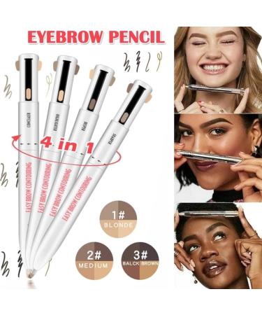 Eyebrow Contour Pen 4 in 1 Long Lasting Rotate Defining Highlighting Brow Pencil Medium eyebrow contour pen 2# Medium - Buy Online on GoSupps.com