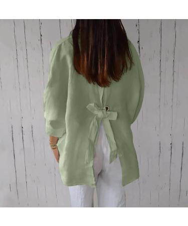 Summer Linen Tops for Women Sale Clearance Summer Tees Long Sleeve Half Sleeve V-Neck Cotton and Linen Loose Shirt Blouses Ladies Tshirt Casual Flowy Beach T-Shirt Tops 3200-qppoj-e-green XL - Buy Online on GoSupps.com