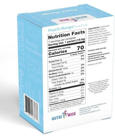NutriWise Peach Mango High Protein Diet Drink - 7/Box | Low Calorie & Low Fat - Buy Online on GoSupps.com