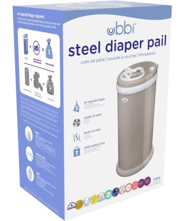 Ubbi Steel Diaper Pail - Award-Winning Odor Locking Design No Special Bags Needed Must-Have for Baby Registry - Taupe - Buy Online on GoSupps.com