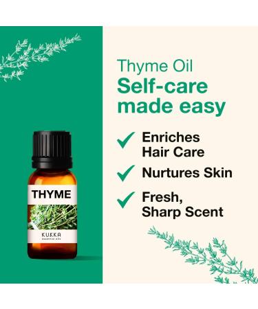 Kukka Thyme Essential Oil 10ml - 100% Natural for Hair, Skin & Diffuser - Buy Online on GoSupps.com
