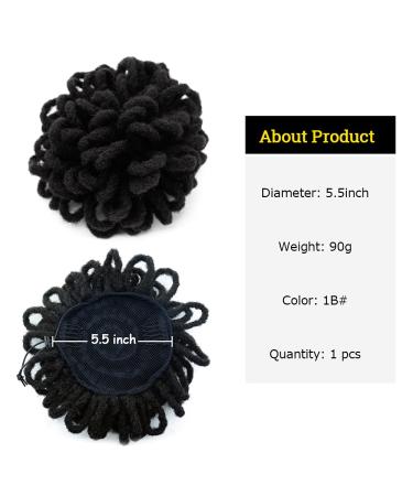 KGBFASS 8 Inch Black Petal Bun Dreadlock Drawstring Ponytail for Black Women - Curly Faux Locs Chignon Scrunchies Hairpiece - Buy Online on GoSupps.com