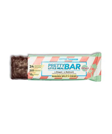 Pretty Little Meal Bar Banana Split & Crisp from offset Nutrition delicious protein bar as a full meal 201 calories per serving with dark chocolate and banana taste 6 pieces Banana split + crisp